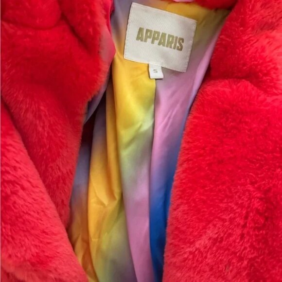 Apparis Sophie Faux Fur Jacket Scarlet Red Size S - Picture 9 of 9